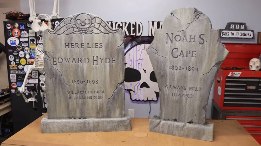 Example of a cardboard tombstone for Halloween